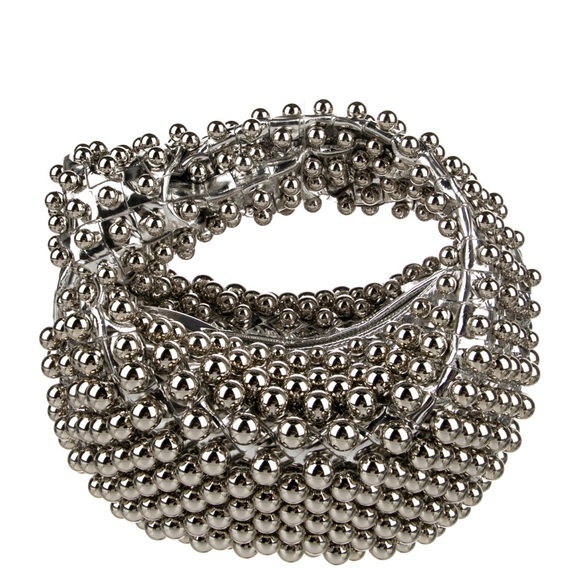 Bottega Veneta Handbags - SOLD!! BOTTEGA VENETA MINI JODIE LEATHER SILVER METALLIC STUDDED BEADED BAG